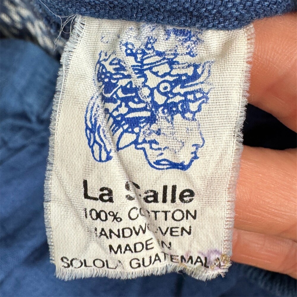 La Salle Skirt Womens M Blue White Cotton Geometric A-Line Midi Elastic Waist - Picture 6 of 10